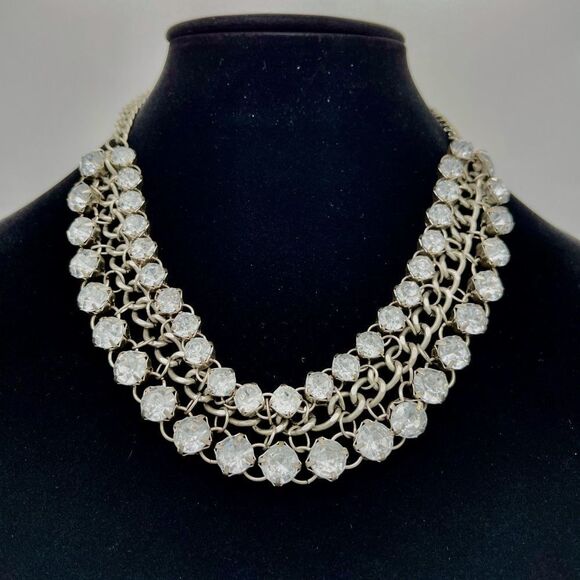 Crystals & Silver-tone Chain Statement Necklace - Picture 2 of 5